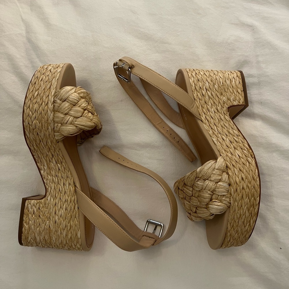 Marc Fisher Steel Sandal, braided woven, size 9.5, wedge